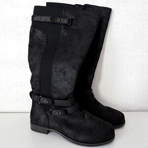 New Torrid Black Faux Leather Buckle Detail Knee Boots - Size 11